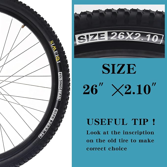 2 Pack 26x2.1 / 29x2.125 Bike Tires 3mm Anti-Puncture Layer with or Without 26x1.75/2,125 Inner Tubes for Mountain Trail City Bicycle Folading Replacement Tyres