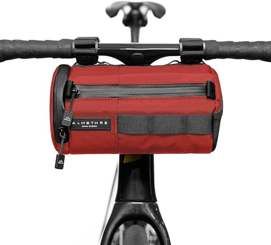 ALMSTHRE Signature Bar Bag – Rust Red | Hard-Shell Bike Handlebar Bag with Waterproof Zippers & Adjustable Straps | Lightweight Bicycle Handlebar Bag, Compatible with Road, Gravel & MTB Bikes