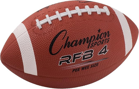 Champion Sports Rubber Football – Durable All-Weather Football with Enhanced Grip - Backyard Play & Training – Pee Wee to Official Sizes