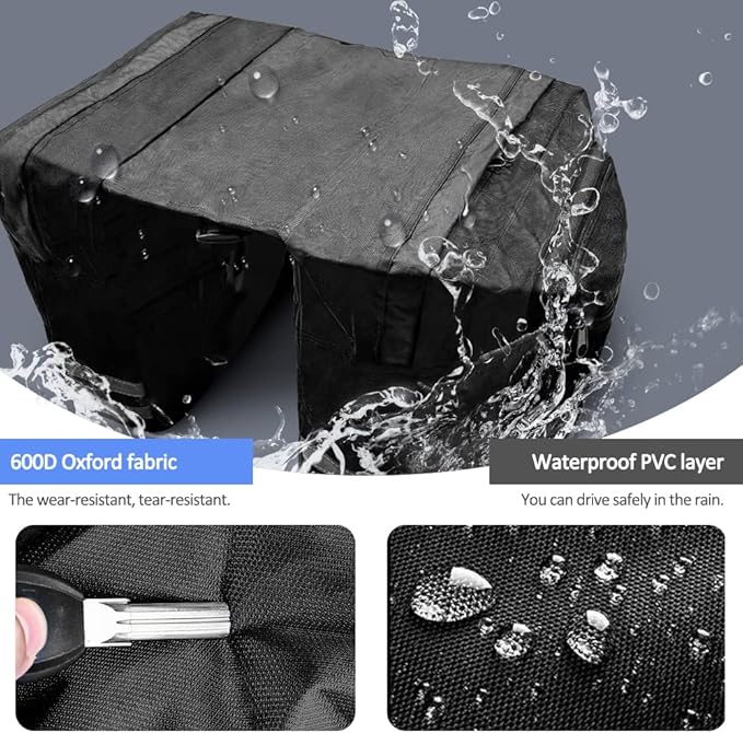 Bike Rear Rack Double Pannier Bag, 30L Waterproof Bicycle Trunk Bag, Bike Pannier Bag with Reflective Trim, for Grocery Shopping Commuter Long Cycling Trip (Black)
