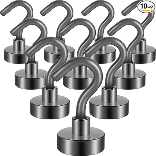 Neosmuk Magnetic Hooks, Heavy Duty 85lb+ Strong Magnet Hook for Cruise Cabins, Cruise Ship Essentials for Hanging, Metal Wall Refrigerator Hangers (Grey, 10 Pack)