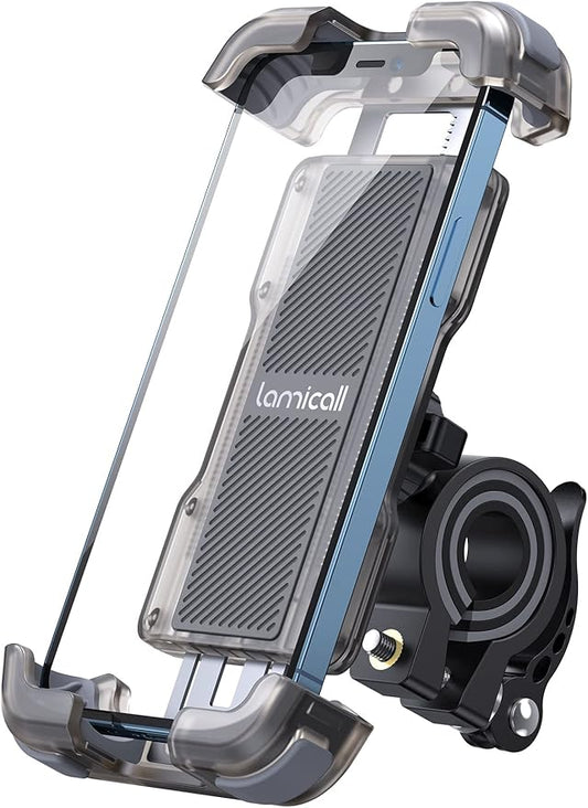 Lamicall Motorcycle Phone Mount, Bike Holder - Upgrade Cellphone Bike Holder, Bicycle Scooter Handlebar Phone Cradle Clip for iPhone 15 Pro Max/ 14, Galaxy S24, 4.7-6.8" Devices