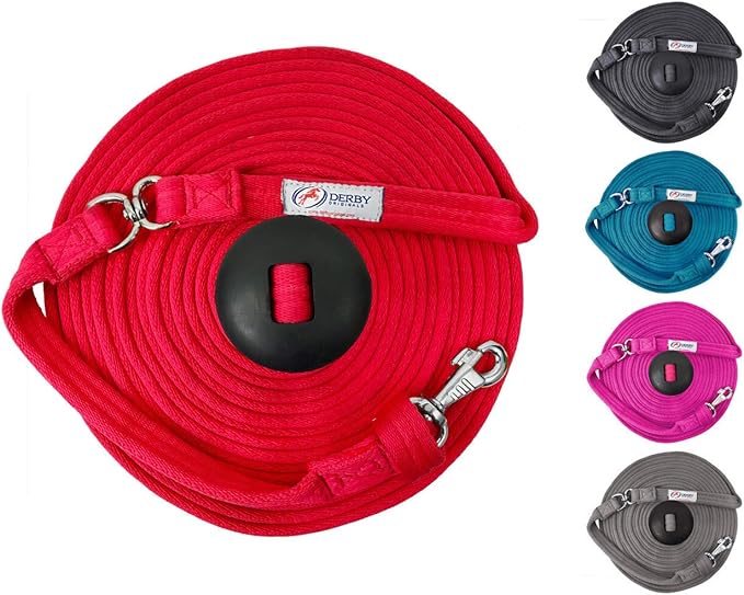 Premium Horse Training Super Soft Grip Swivel Lunge Line with Rubber Stopper with 6 Month Warranty and Replaceable Snap
