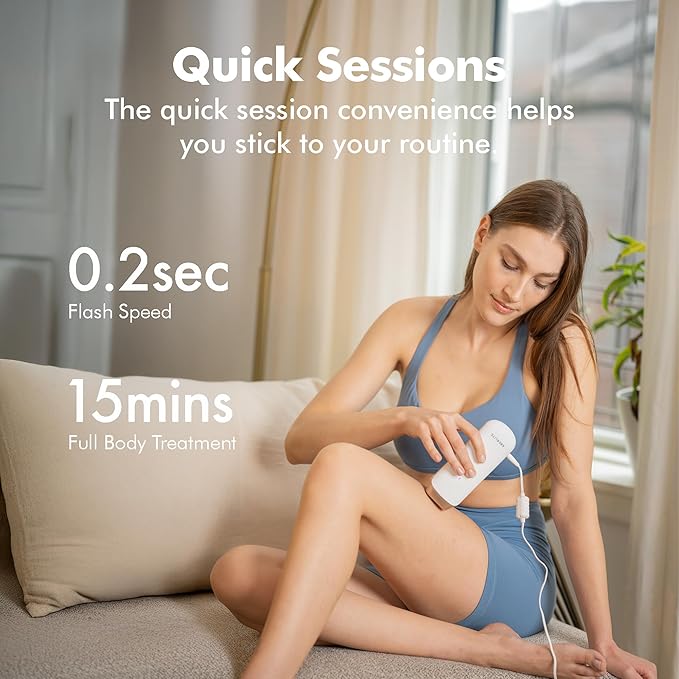 アバライト リュクス - 男女兼用IPLレーザー脱毛器 - サファイア冷却、ダブルパルス、自動スキャン、4モード、5段階の照射レベル - 家庭用光脱毛器（ホワイト）