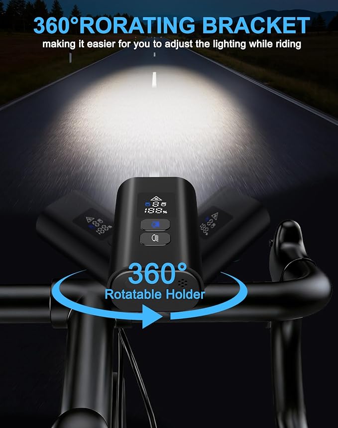 Bike Lights, 17 LED 4800 Lumen Bicycle Light with 4 Modes, 10000mAh USB Rechargeable Bike Light, Bike Headlight with Digital Power Display, Wide Beam Bike Lights for Night Riding