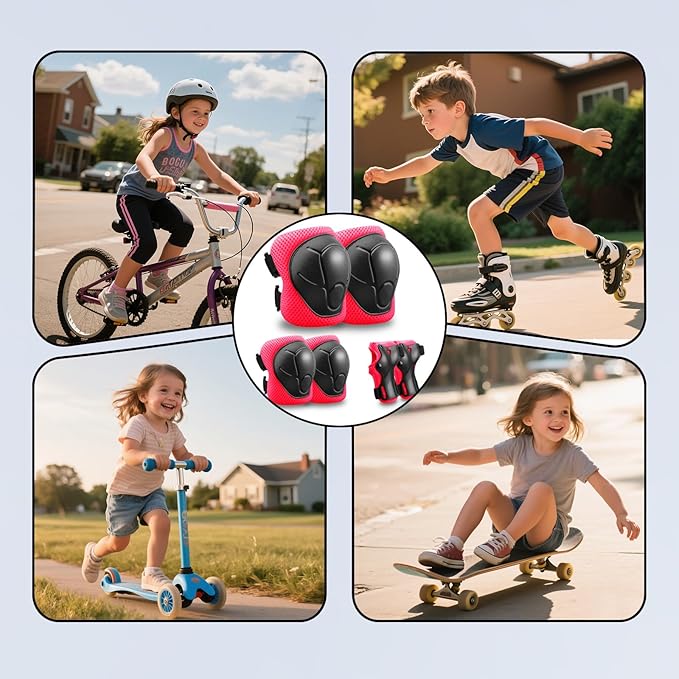 Kids Protective Gear Set Knee Pads for Kids 3-14 Years Toddler Knee and Elbow Pads with Wrist Guards 3 in 1 for Skating Cycling Bike,Biking, Roller Skates, Scooters