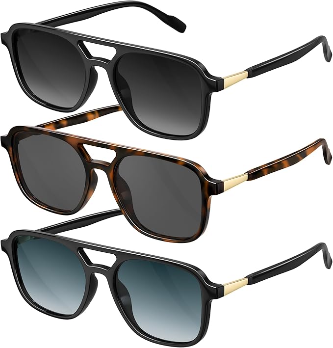 Retro Aviator Sunglasses for Women Men:Polarized Trendy Vintage 70s Rectangle Womens Shades Sun Glasses UV Protection