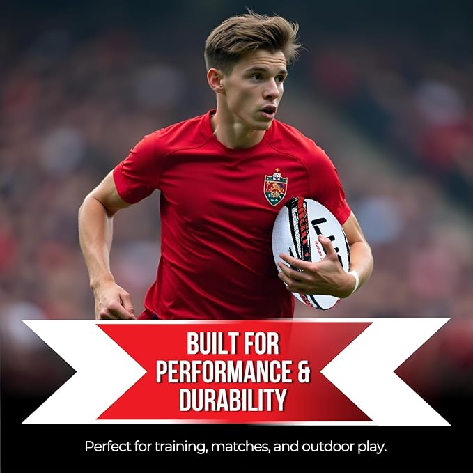 LUCA League Rugby Ball Size 4 & 5 | Hand Stitched, 3-Ply Durable Construction | Super Grip Texture | Training & Match Play Rugby Ball