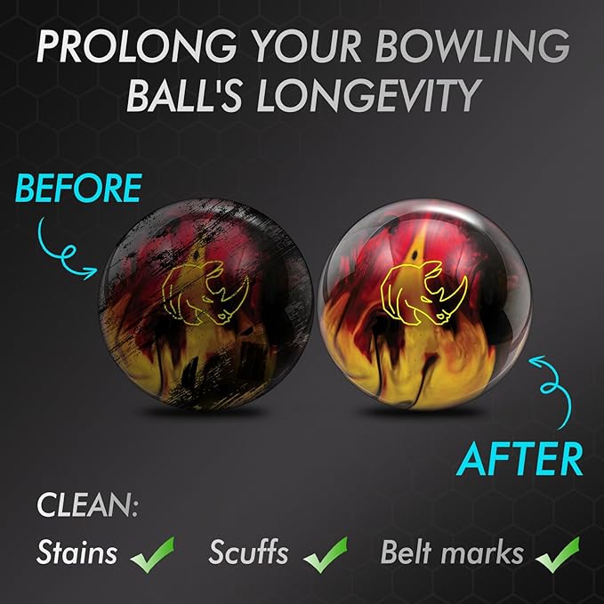 Bowling Ball Cleaner Spray - 1 Pack Bowling Cleaner Set with Cleaning Towel, Portable Bowling Accessories Kit - Removes Oil, Stains & Scuffs - Enhances Grip, Restores Tack & Prolongs Lifespan of Ball