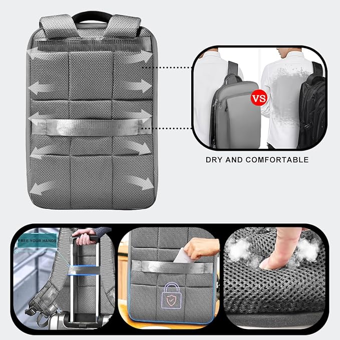 ZINZ Slim and Expandable 15 15.6 16 Inch Laptop Backpack Anti Theft Business Travel Notebook Bag with USB, Multipurpose Large Capacity Daypack for Men & Women,LG01Y01