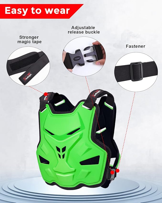 StarknightMT Motorcycle Chest Armor Lightweight Adult Men Motocross Chest Protector, Adjustable Body Armor Vest for Motocross Riding Road Racing Cycling Skiing Skating Easy-wear Chest Guard
