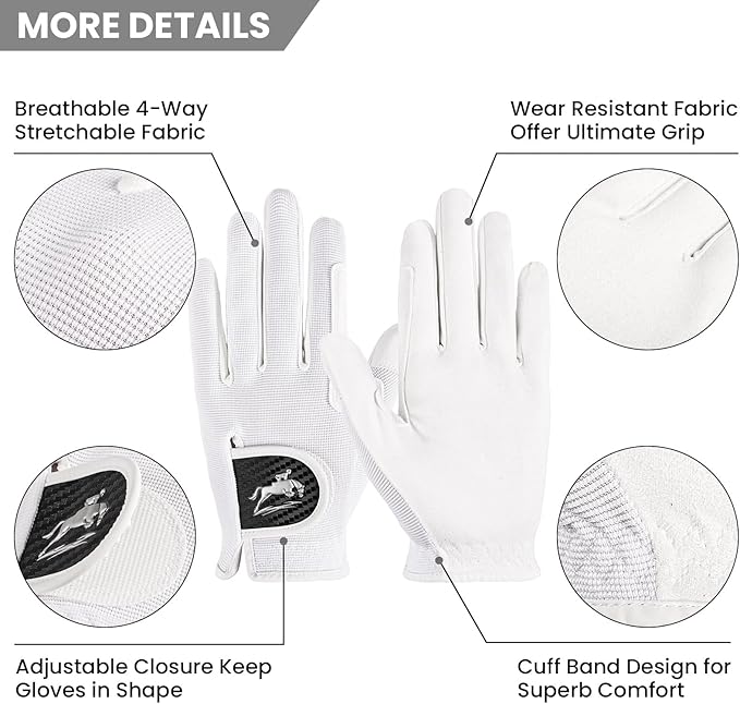 FINGER TEN Horse Riding Gloves Equestrian Women Kids for Girls Boys Mesh Breathable Lightweight Color Pack, Comfortable Grip for Summer