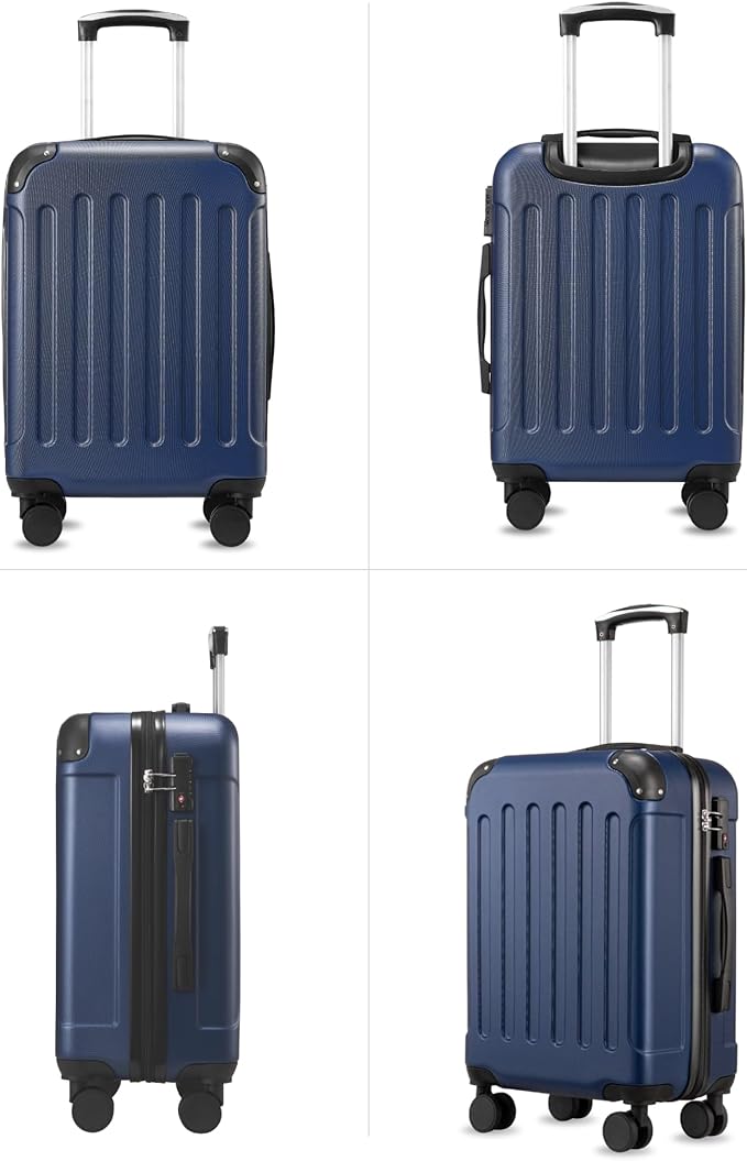 機内持ち込み手荷物 22x14x9 航空会社承認済み、車輪付きハードサイドスーツケース、TSA承認済み、トートバッグ、ブルー