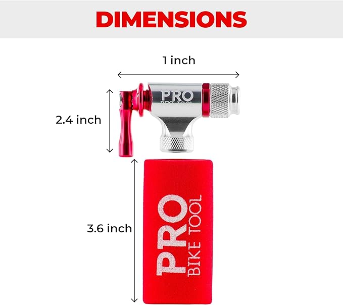 Pro Bike Tool CO2 Inflator Quick & Easy - Presta & Schrader Valve Compatible - Bicycle Tyre Pump for Road & Mountain Bikes - Insulated Sleeve - No CO2 Cartridges Included