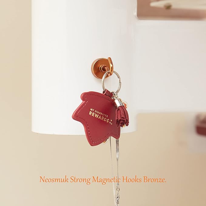 Neosmuk Magnetic Hooks, Heavy Duty 40lb+ Strong Magnet Hook for Cruise Cabins, Cruise Ship Essentials for Hanging, Metal Wall Refrigerator Hangers (Bronze, 10 Pack)
