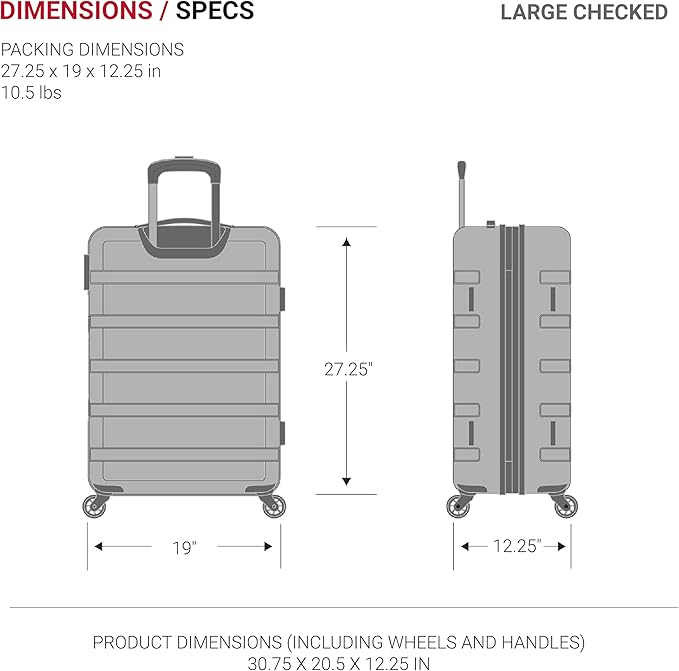 SwissGear 7366 Signature Hardside Expandable Luggage with Spinner Wheels, TSA Lock, Navy, Checked-Large 27-Inch