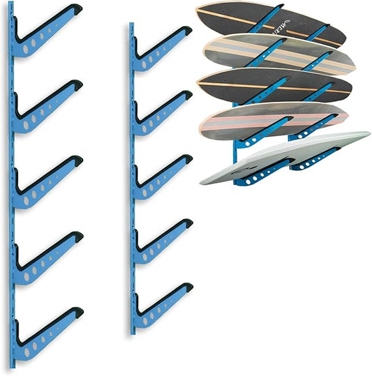 ShouRong Snowboard Wall Mount, Adjustable 5/6 Board Surfboard Rack, Surfboard Wall Hangers for Surfboard, Wakeboard, and Snowboard Storage at Home or Garage