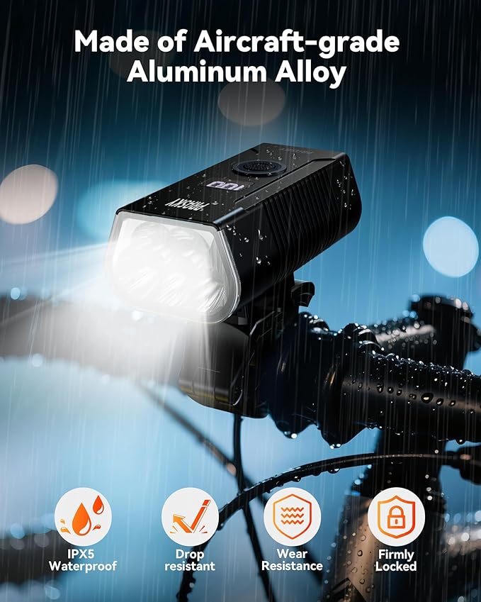 LED Bike Lights for Night Riding, USB Rechargeable Bicycle Headlight, 2025 New Aluminum Alloy Waterproof Bicycle Lights, 6+4 Modes for Adult Kids Road Cycling (Black)