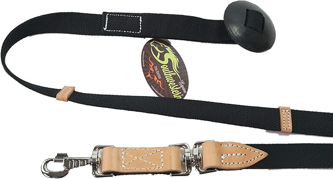 35' Flat Cotton Web Lunge Line with Bolt Snap & Rubber Stop - By Southwestern Equine (35', Black)