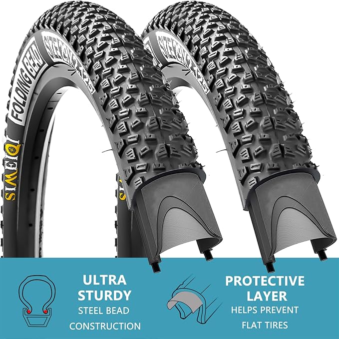 2 Pack 26x2.1 / 29x2.125 Bike Tires 3mm Anti-Puncture Layer with or Without 26x1.75/2,125 Inner Tubes for Mountain Trail City Bicycle Folading Replacement Tyres
