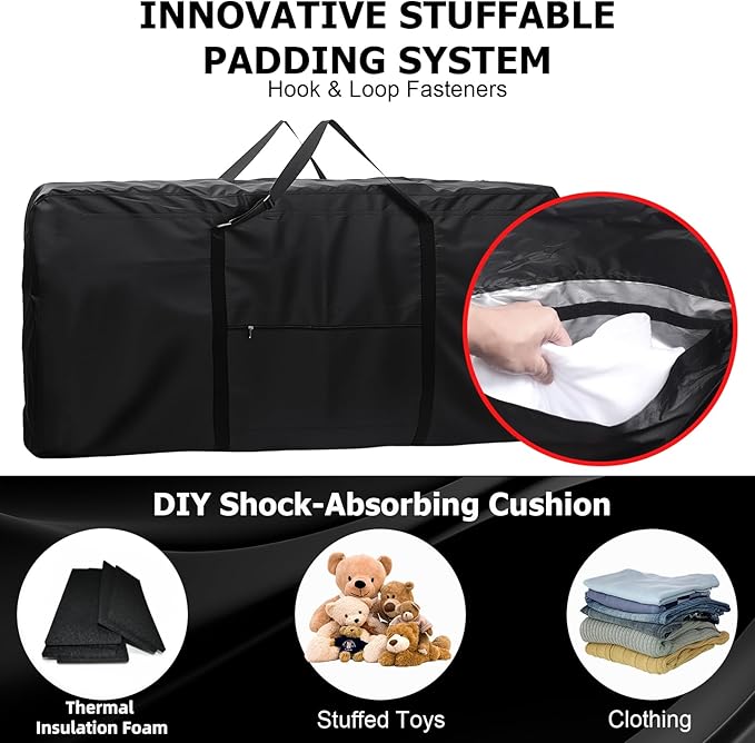 Bike Travel Bag with Fillable Anti-Collision Compartment, Heavy Duty Double-Layer 1200D Nylon Transport Case, Large Airplane Storage Carrier for 26-29 Inch Mountain and 700C Road Bicycles
