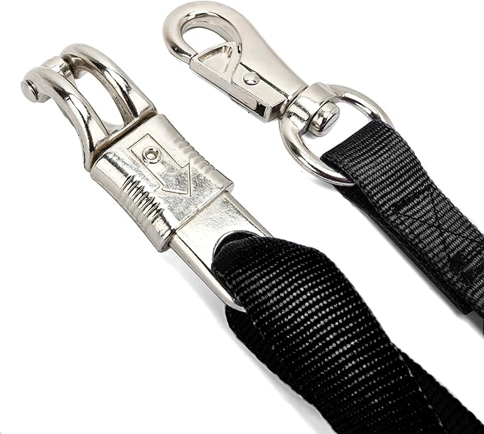 2PCS Cross Ties,Adjustable Nylon Cross Ties for Horse Horse Trailer Tie with Panic Snap and Bull Snap, Adjustable Length from 44.5-78.5 Inch,Black