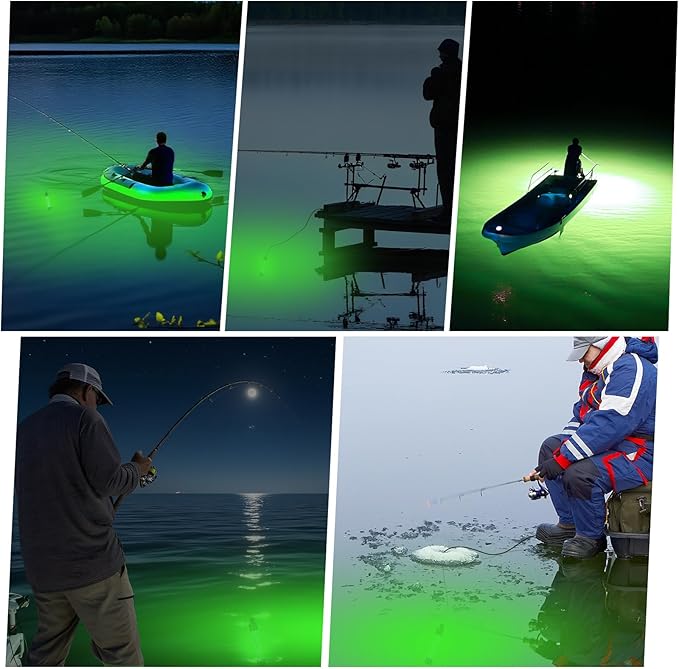 OLIBUY LED Underwater Green Fishing Light, 13W 1300 Lumens IP68 Rated Submersible Fishing Light Attractants for Night Fishing, Docks, Boats, Kayaks(No Battery)