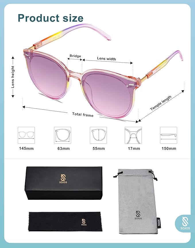 SOJOS Sunglasses Womens Trendy 2025 Classic Round Retro Vintage Shades Large Frame Sunnies SJ2067