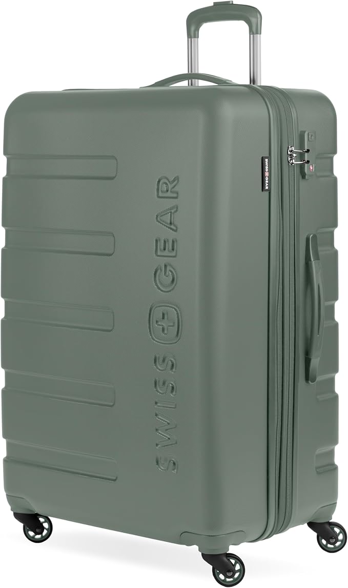 SwissGear 7366 シグネチャー ハードサイド 拡張可能ラゲージ スピナーホイール、TSAロック付き、オリーブ、チェック済み-L 27インチ