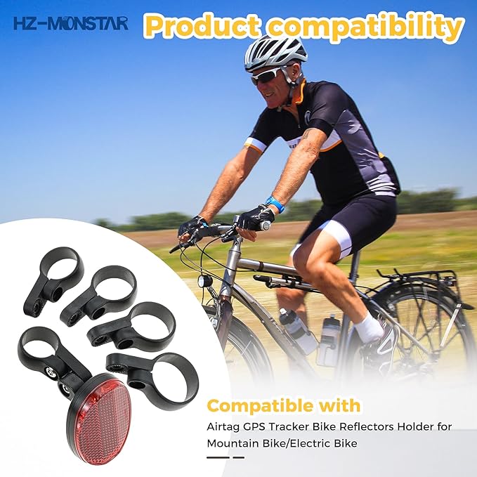 Bike Mount Hidden Compatible with Airtag, Waterproof Bike Airtag Holder, Bike Reflectors GPS Tracker Anti-Theft Bicycle Seatpost Mount for Bike Scooter, Mountain Bike