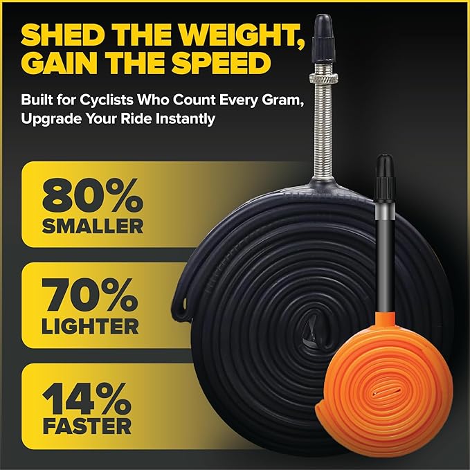 Ultraverse TPU Road Bike Inner Tube 700 x 18-32 with 45mm, 65mm, 85mm Presta Valves Ultra Lightweight Tubes for Road and Gravel Bicycles - 2 Pack with Repair Patch Kit