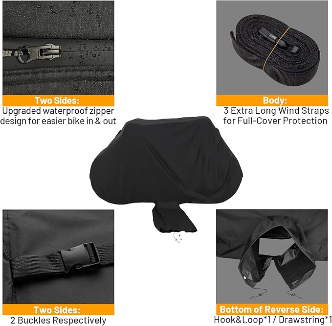 Favoto Bike Cover for Transport 2 Bikes - Waterproof Outdoor Bicycle Cover on Rear Bike Rack, 600D Thicken Oxford Heavy Duty Bike Rack Covers for 2 Bikes on Hitch Travel Storage