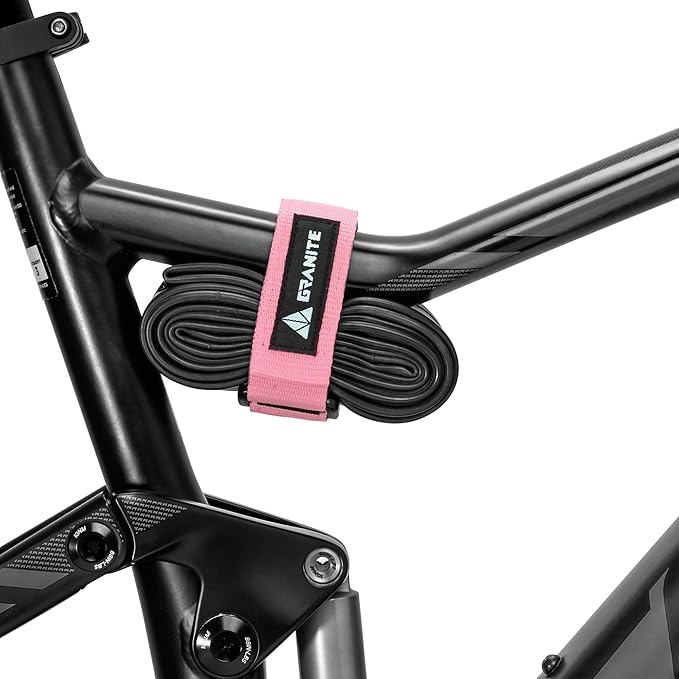 Granite Rockband Frame Carrying Strap for Inner Tubes and Bike Tool Kit, Storage Solution to Attach Extra Gear to Your Mountain Bike (Pink)