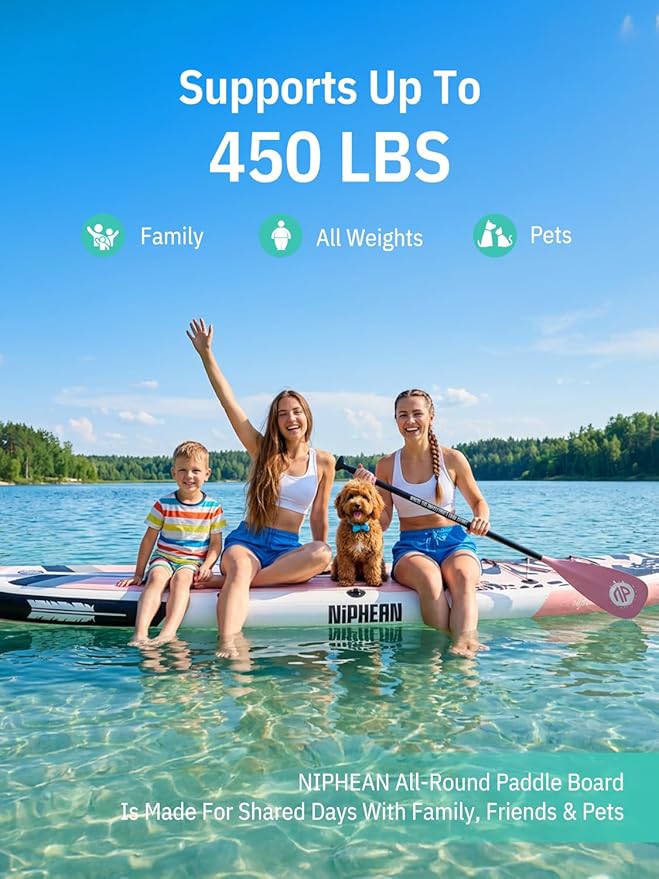 Niphean Inflatable Stand Up Paddle Board with SUP Accessories, Anti-Slip EVA Deck, 10’6’’ Inflatable Paddle Boards for Adults & Youth of All Skill Levels