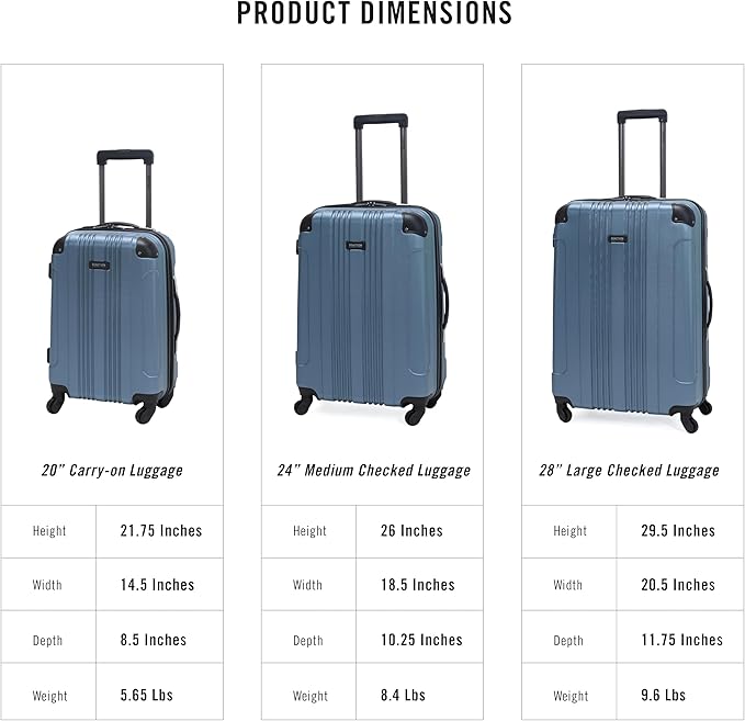 Kenneth Cole REACTION アウトオブバウンズ 軽量ハードシェル 4輪スピナーラゲージ 御影石ブルー 24インチ（受託手荷物）