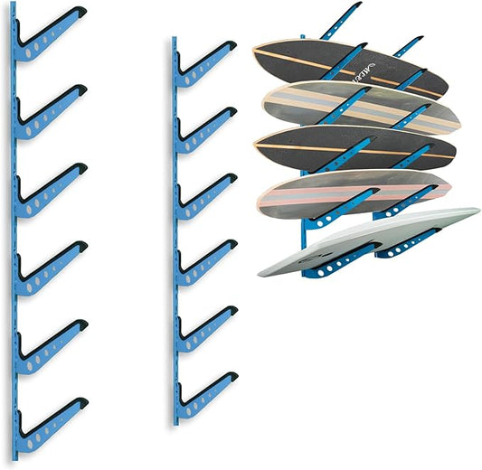 ShouRong Snowboard Wall Mount, Adjustable 5/6 Board Surfboard Rack, Surfboard Wall Hangers for Surfboard, Wakeboard, and Snowboard Storage at Home or Garage
