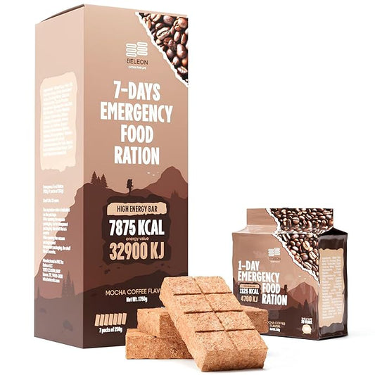 Emergency Food Supply - Coffee Mocha Survival Ration - 20 Years Shelf Life - 7 Days