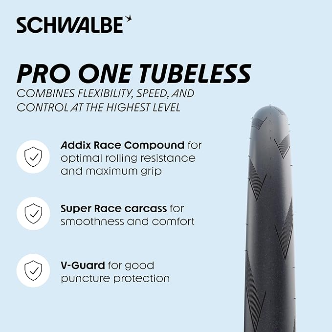 Schwalbe - Pro One Road Race Tubeless Folding Bike Tire | Single Tire