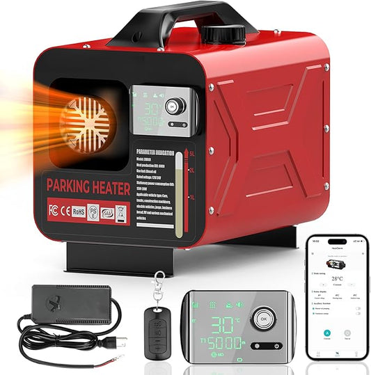 Diesel Heater 12V/24V/110V, All in One 8KW APP Control Remote Control and LCD Display, Portable Air Heaters Fast Heating Low Noise with Power Adapter for RV Truck Car Shop Garage House