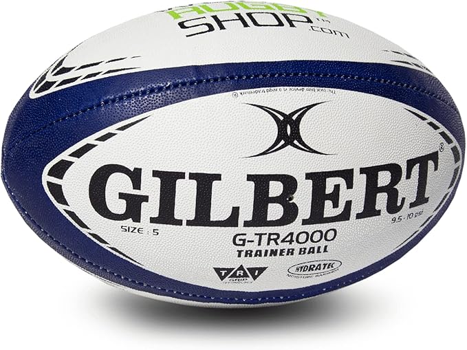 ワールドラグビーショップ X ギルバート G-TR4000 ラグビーボール – 大人用およびユース用サイズ3、4、5 – ハンドステッチ – 3層構造