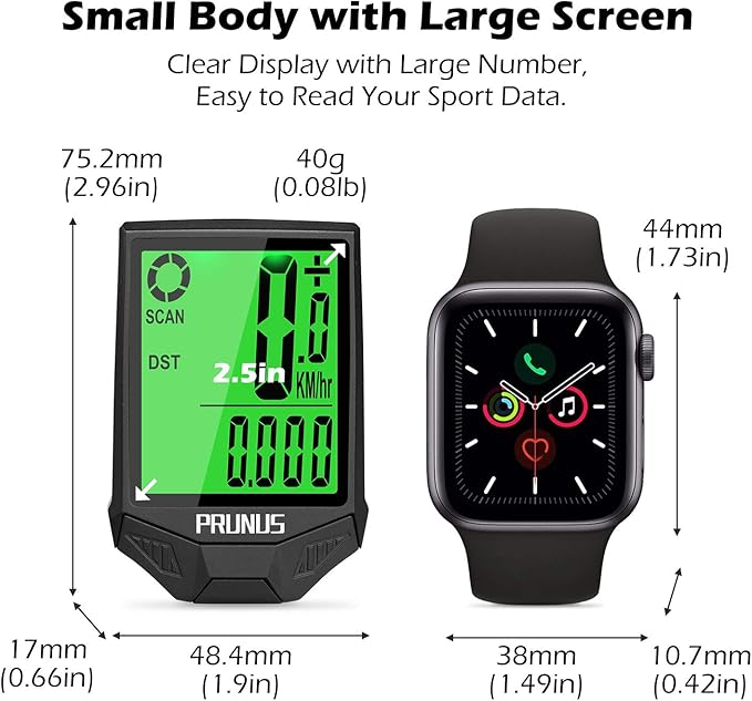 PRUNUS Bike Speedometer and Odometer Wireless Waterproof Bicycle Computer with Touch Sensor Switch, Big Digital LCD Screen, Automatic Wake-up for Outdoor MTB Road Cycling and Fitness…