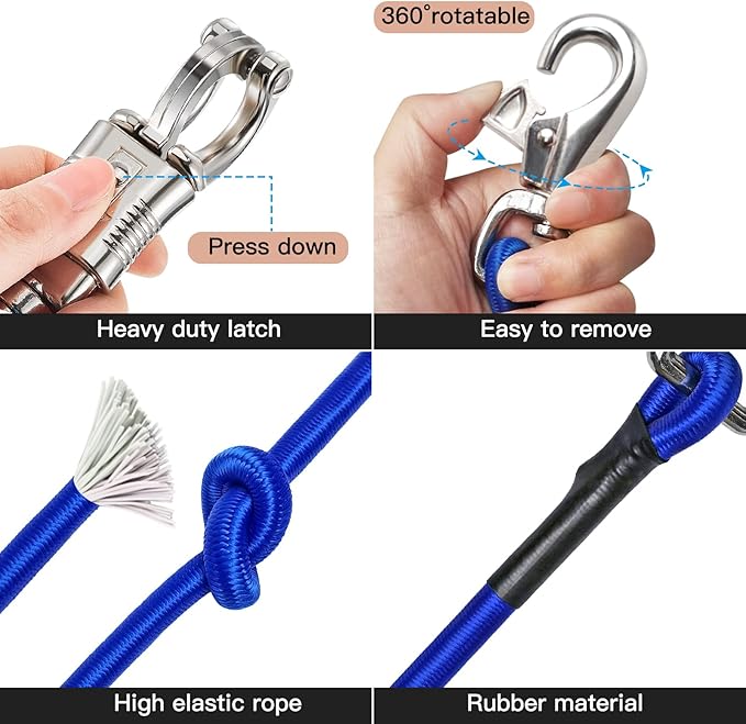 Bungee Horse Trailer Ties,36 Inch Long Bungee Cross Ties for Horses with Super Strong Quick Release Panic Snap and Bull Snap for Horse Trailer Accessories