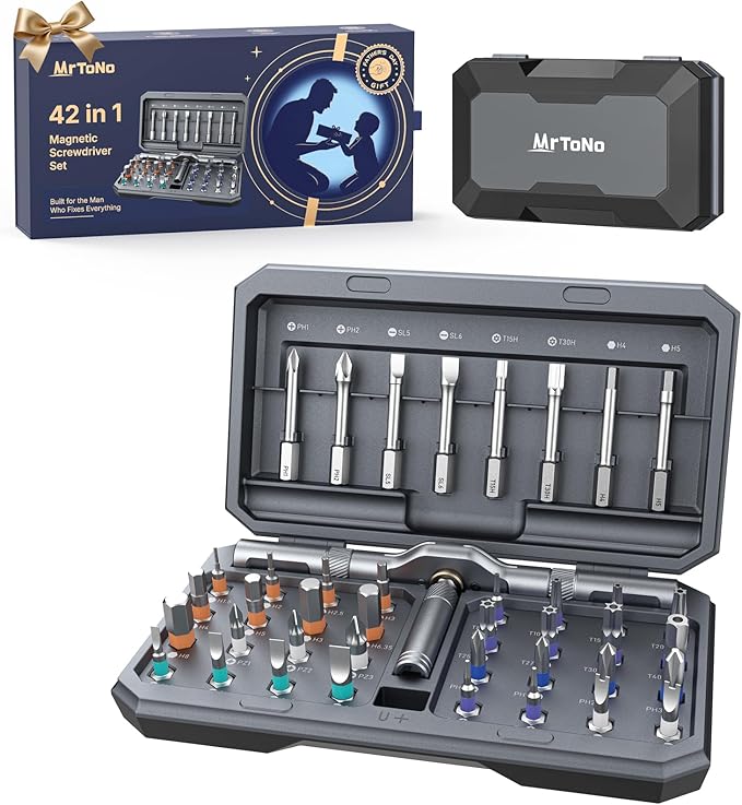 42-in-1 Magnetic Screwdriver Set, Screwdriver Set with Storage Case, Father’s Day Gifts for men, Cool Gadgets for Men, Ratcheting for Furniture, Computer, Bicycle, and DIY