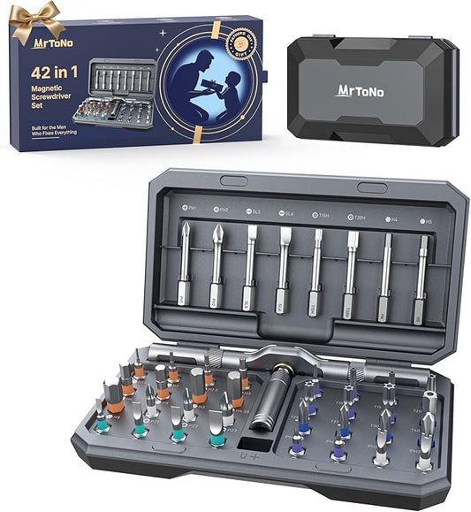42-in-1 Magnetic Screwdriver Set, Screwdriver Set with Storage Case, Father’s Day Gifts for men, Cool Gadgets for Men, Ratcheting for Furniture, Computer, Bicycle, and DIY