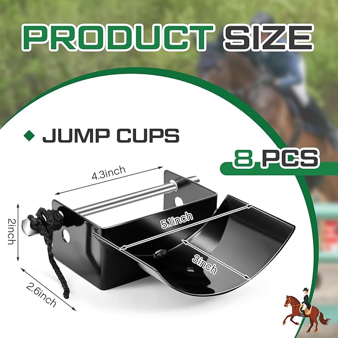 Abbylike 4 Pairs (8 Pieces) Jump Cups Metal Horse Jump Cups with Pin Fits Standards Uprights, Lightweight Durable for Hobby Horse Jumper Equestrian Activities