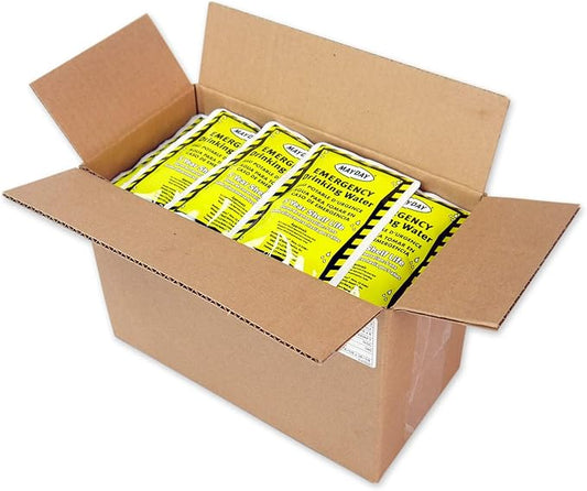 Mayday Pouch Water, Coast Guard Emergency Water, 5-Year Shelf LIfe, Disaster Preparedness Supplies for, Earthquake, Fire, Flood, Leak-Proof Pouches, 4.225 Oz/125Ml 50 Pack