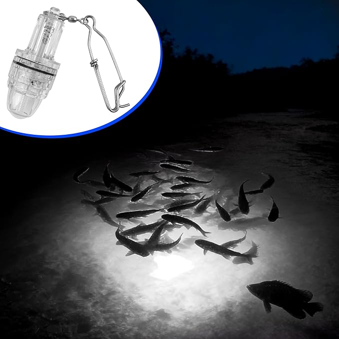 OROOTL LED Fishing Lights Underwater Battery Powered Deep Drop Fishing Light with Clip Waterproof Fish Attracting Lure Lamp Green Blue Red White Multicolor 2,100ft