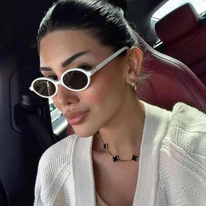 Retro Oval Sunglasses for Women Vintage 90s Y2K Trendy Designer Sun Glasses