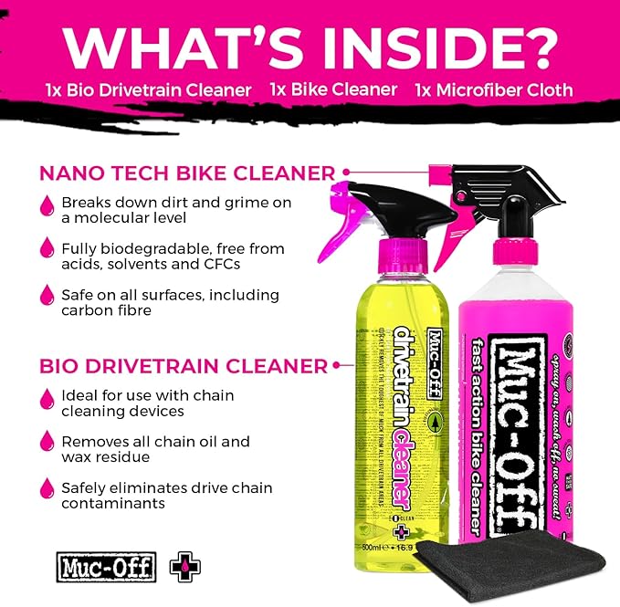 Muc-Off Nano Tech Bike Cleaner 1L | Biodegradable Formula, Safe on Carbon Fibre and All Surfaces | Breaks Down Dirt on a Molecular Level