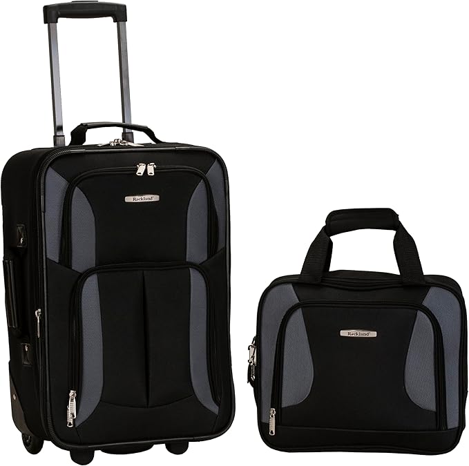 Rockland Fashion ソフトサイドアップライト荷物セット、ブラック/グレー、2点セット (14/19)